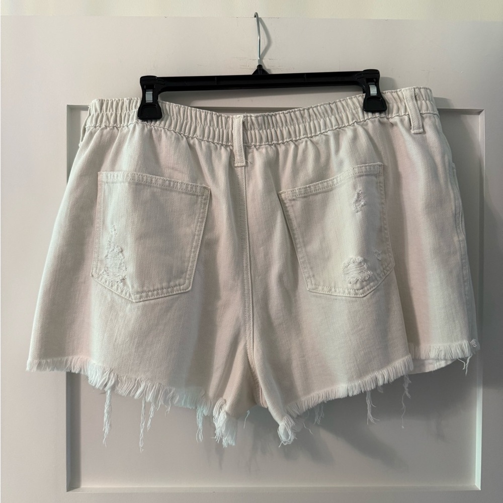 Aerie High-Rise Distressed White Denim Shorts - Size XL - Picture 2 of 10
